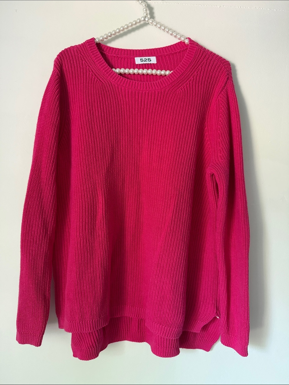 525 America 🇺🇸 JANE: CREWNECK SHAKER STITCH COTTON SWEATER